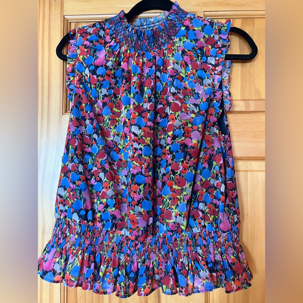 J.Crew Sleeveless Mockneck Top in Watercolor Floral Print